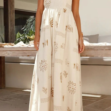 Cutout Back Printed Square Neck Maxi Cami Dress - Image 8