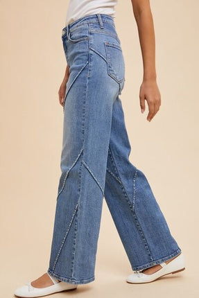Annie Wear Decorative Seams Wide Leg Jeans - Image 3