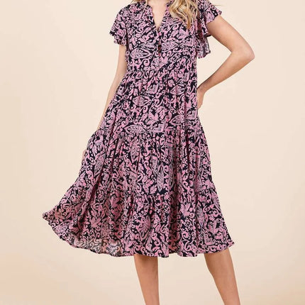 Mittoshop Abstract Print Ruffle Tier Midi Dress - Image 4