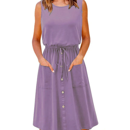 Full Size Round Neck Sleeveless Tank Dress Plus Size - Image 16