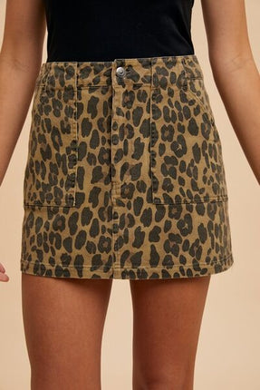 Annie Wear Leopard Denim Mini Skirt - Image 3