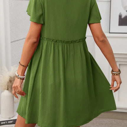 Button Front Flutter Sleeve Dress - Image 8