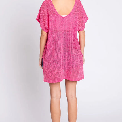 GeeGee Short Sleeve Side Slit Knit Cover Up Dress - Image 6