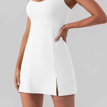 Square Neck Sleeveless Slit Mini Active Dress - Image 11