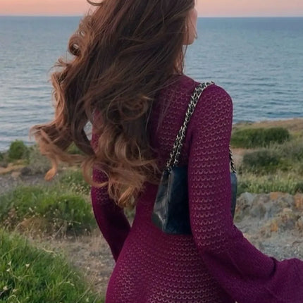 Slit Plunge Flare Sleeve Cover-Up Dress - Image 7