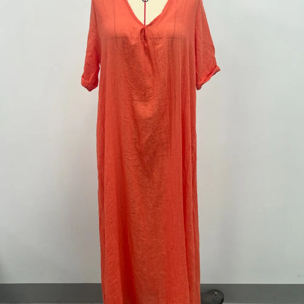 Full Size V-Neck Short Sleeve Midi Dress Plus Size - Image 9