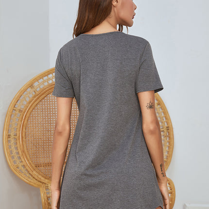 V-Neck Short Sleeve Lounge Dress - Image 2