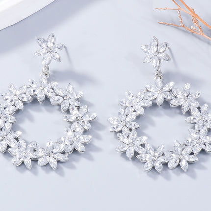 Rhinestone Flower Dangle Earrings - Image 7