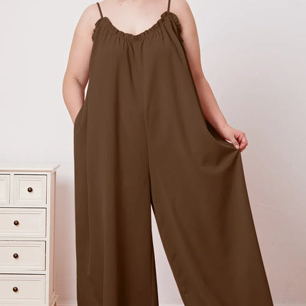 Double Take Full Size Ruffle Trim Tie Back Cami Jumpsuit with Pockets - Image 20