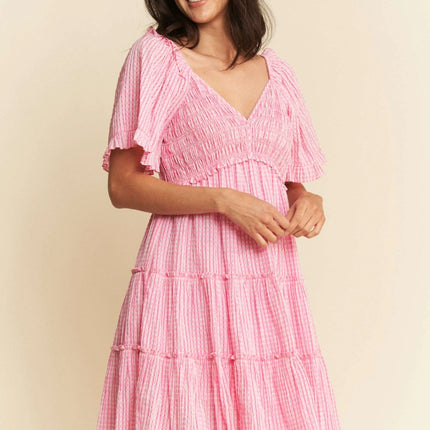 Davi & Dani Jacquard Checker Smocking Tiered Dress - Image 6