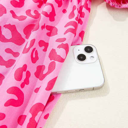 Leopard Tie Front Puff Sleeve Dress - Image 8