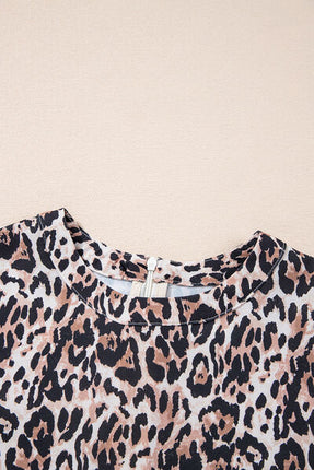 Leopard Round Neck Short Sleeve Mini Dress - Image 9