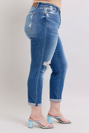 Judy Blue Full Size Button Fly Distressed Jeans with Pockets Plus Size - Image 13