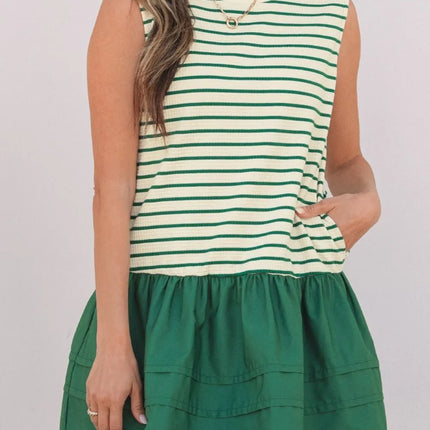 Stripe Woven Sleeveless Mini Dress - Image 3