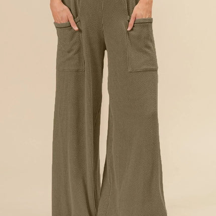 BiBi 2tone Cord Rib Waist Band Side Pocket Pants - Image 1