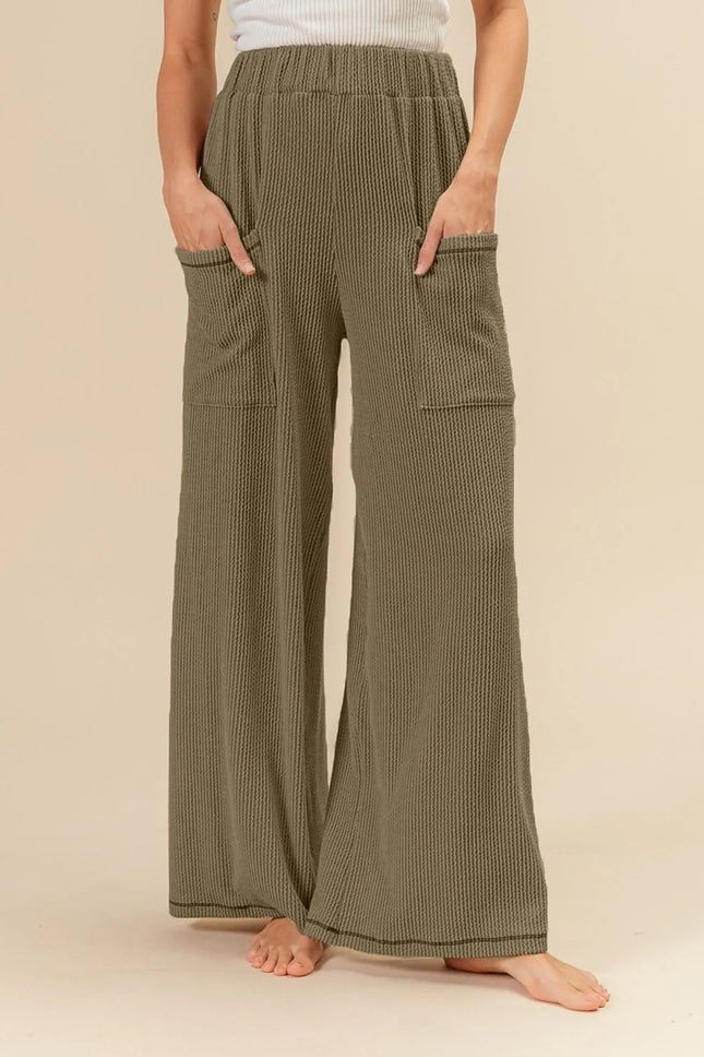 BiBi 2tone Cord Rib Waist Band Side Pocket Pants