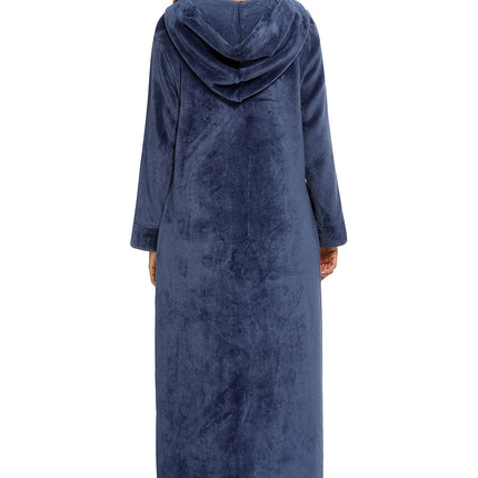 Zip Front Hooded Night Dress with Pockets - Image 9