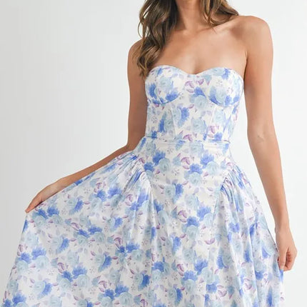 MABLE Sweetheart Neckline Floral Printed Midi Dress - Image 9
