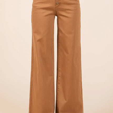 Mittoshop Twill High Waisted Button Fly Wide Leg Pants - Image 1