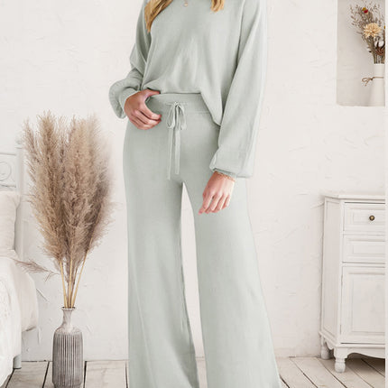 Long Sleeve Lounge Top and Drawstring Pants Set - Image 10