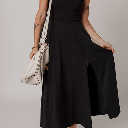 Side Slit Scoop Neck Wide Strap Dress - Image 9