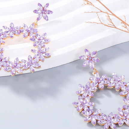 Rhinestone Flower Dangle Earrings - Image 4