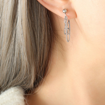 Titanium Steel Double Chain Earrings - Image 1