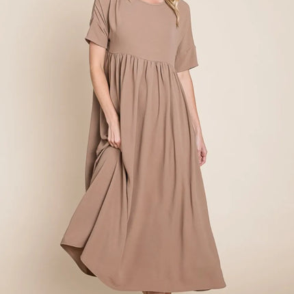 BOMBOM Round Neck Ruched Midi Dress - Image 4