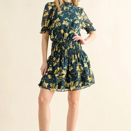 And The Why Floral Print Smocked Waist Mini Dress - Image 5