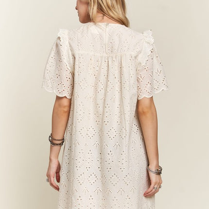 ADORA Ruffled Eyelet Round Neck Dress - Image 6