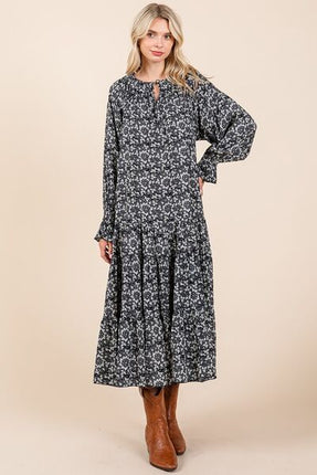 Mittoshop Printed Tie Neck Flounce Sleeve Midi Dress - Image 2