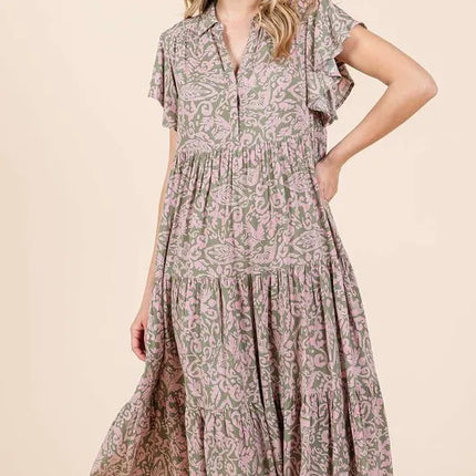 Mittoshop Abstract Print Ruffle Tier Midi Dress - Image 4