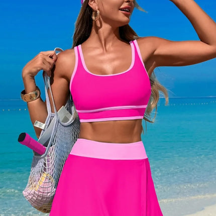 Scoop Neck Top and Skort Swim Set - Image 1