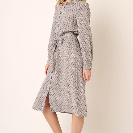 Mittoshop Abstract Print Waist Tie Midi Shirt Dress - Image 6