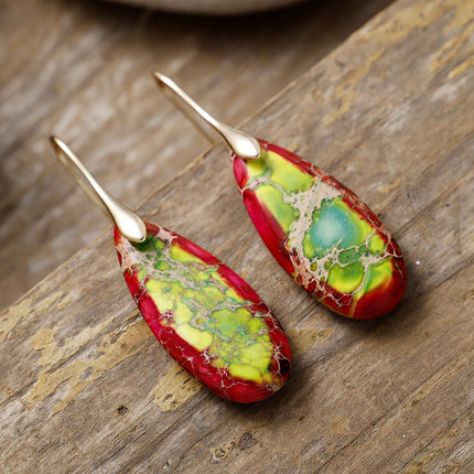 Teardrop Shape Natural Stone Dangle Earrings - Image 4