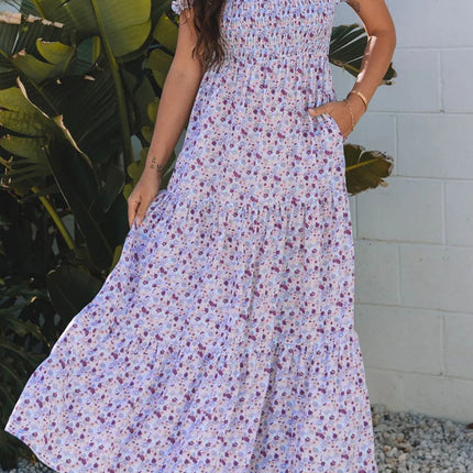 Tiered Floral Shirred High Waist Maxi Dress - Image 5