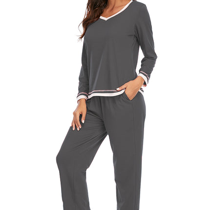 V-Neck Top and Pants Lounge Set - Image 3