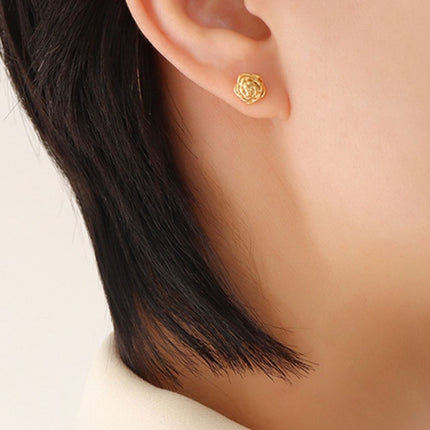 Titanium Steel Flower Stud Earrings - Image 2