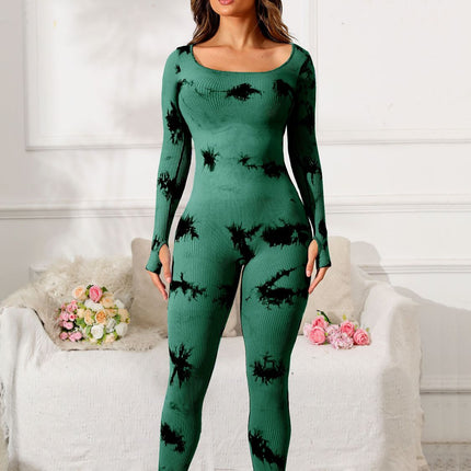 Scoop Neck Long Sleeve Active Jumpsuit - Image 4