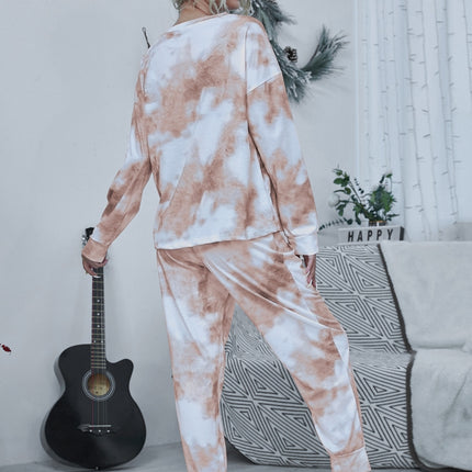 Shiny Tie-dye Round Neck Top and Drawstring Pants Lounge Set - Image 12