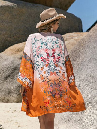 Printed Open Front Long Sleeve Cover-Up - Image 2