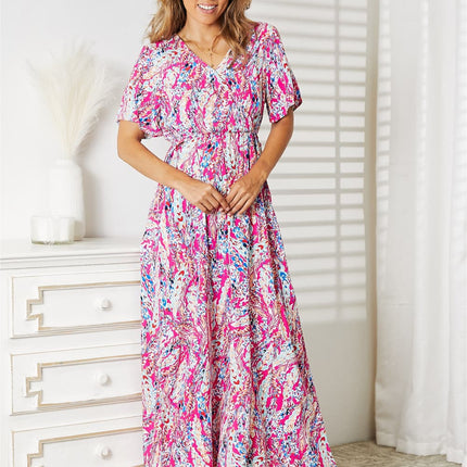 Double Take Multicolored V-Neck Maxi Dress - Image 1
