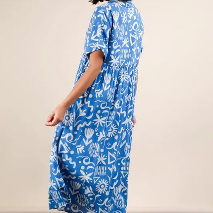VERY J Plus Size Oversized Printed Shirt Midi Dress - Image 3