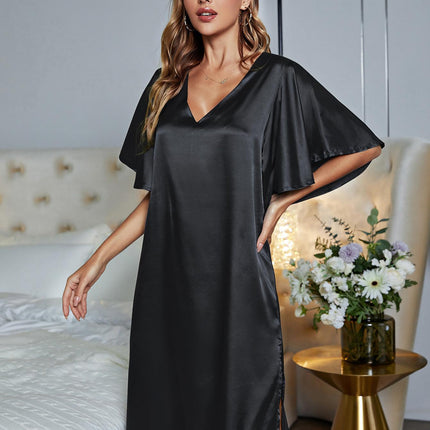 V-Neck Flutter Sleeve Night Dress - Image 3