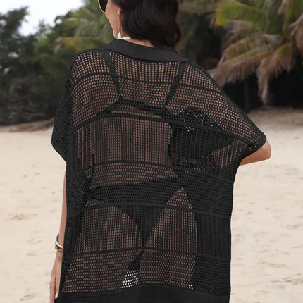 Hollow Out Collared Neck Cover-Up - Image 9