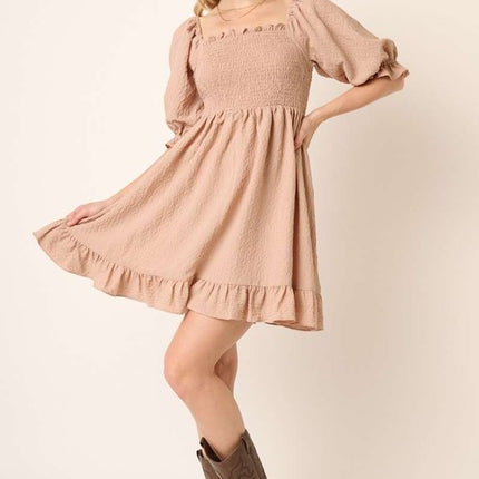 Mittoshop Smocked Ruffled Hem Half Sleeve Mini Dress - Image 5