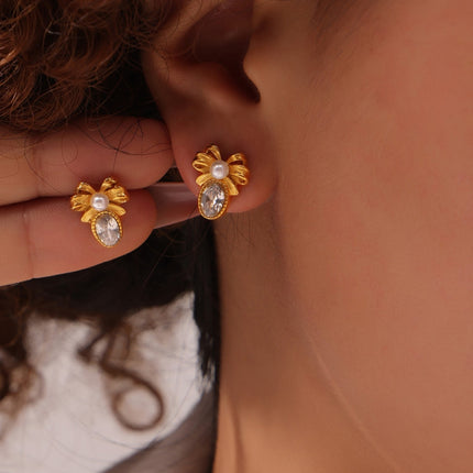 Titanium Steel Bow Stud Earrings - Image 4