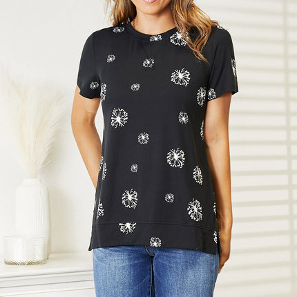 Double Take Dandelion Print Round Neck T-Shirt - Image 6