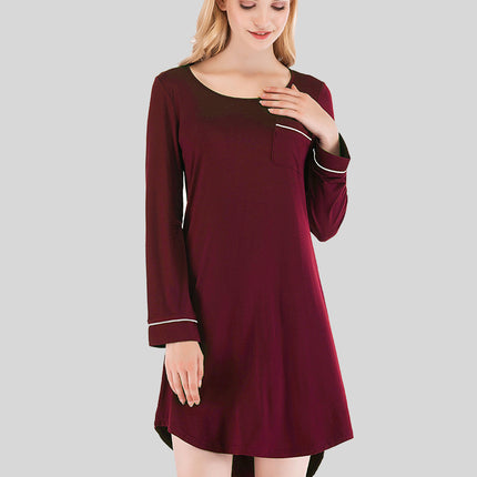Round Neck Night Dress with Pocket - Image 4