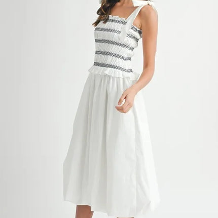 MABLE Smocked Bodice Bubble Midi Dress - Image 7